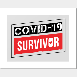 Coronavirus Covid-19 Survivor Black / Red Design Posters and Art